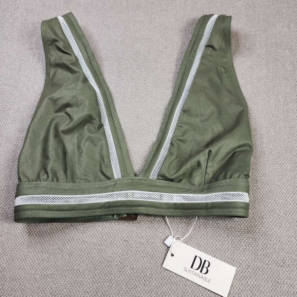 NWT Dream Bandits Australia Green Marley V-Neck Bikini Top Sz Small Sustainable